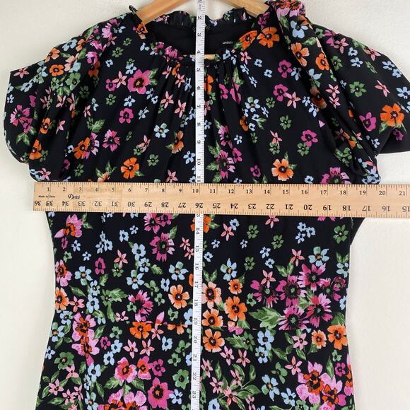 Maggy London Kiri Black Floral Long Sleeve Midi Dress Size 12 - Picture 12 of 13